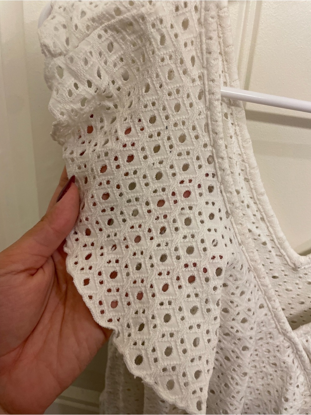 White Eyelet Ruffle Bodysuit - Picture 2 of 5